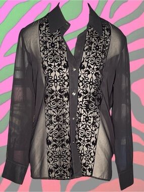 gothic cathedral gates sheer blouse